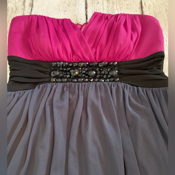 Trixxi Strapless Dress - Pink and Gray - Picture 4 of 4